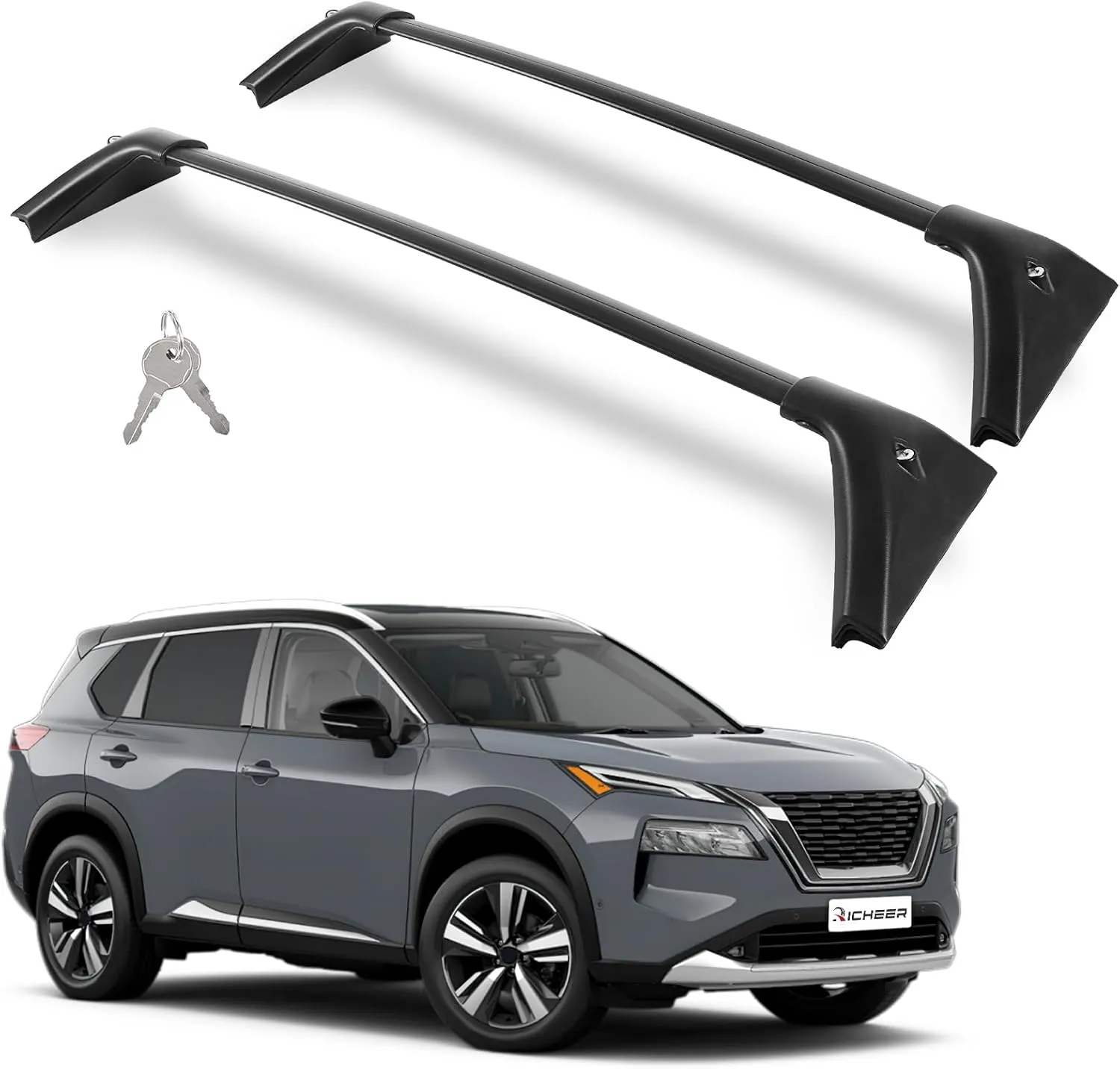 Richeer 260LBS Roof Rack Cross Bars for 2021-2025 Rogue SL SV Platinum with Side Rails, Heavy Duty Aluminum Cross Bar with Anti-Theft Locks for Cargo Racks Rooftop Luggage Canoe Kayak Bicycle roof Bag