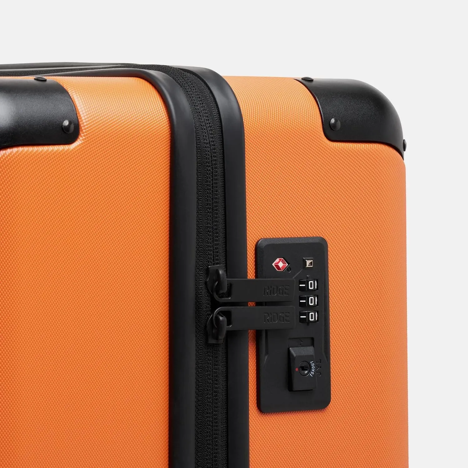 Ridge Check In Luggage - German Makrolon Polycarbonate Shell - TSA-Approved Lock with 360° Spinner Wheels (Basecamp Orange)