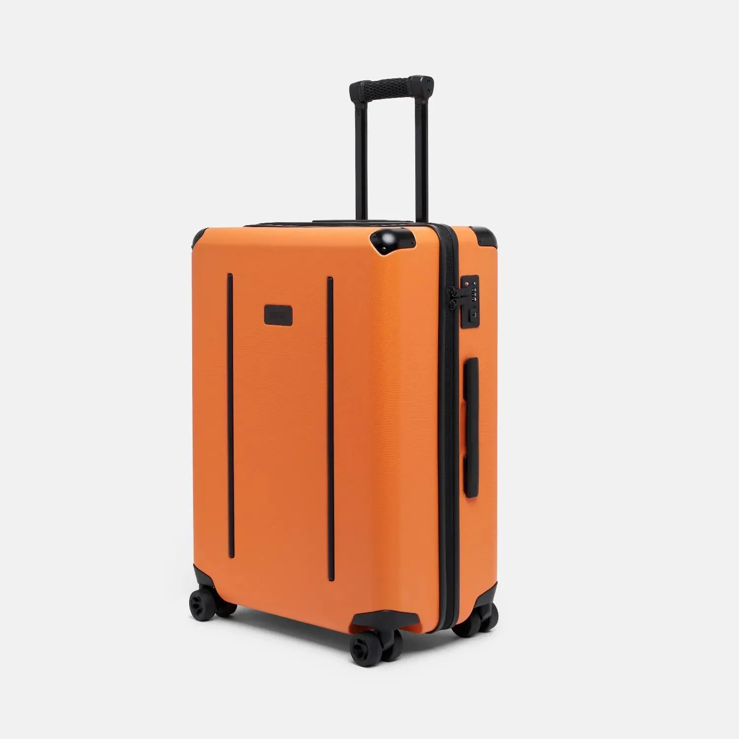 Ridge Check In Luggage - German Makrolon Polycarbonate Shell - TSA-Approved Lock with 360° Spinner Wheels (Basecamp Orange)
