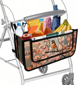 Robin Bag for Walker Foldable Walker Storage Bag Hand-Free Carry Storage Bag for Universal Walkers Wheelchair Basket Pouch for Elderly