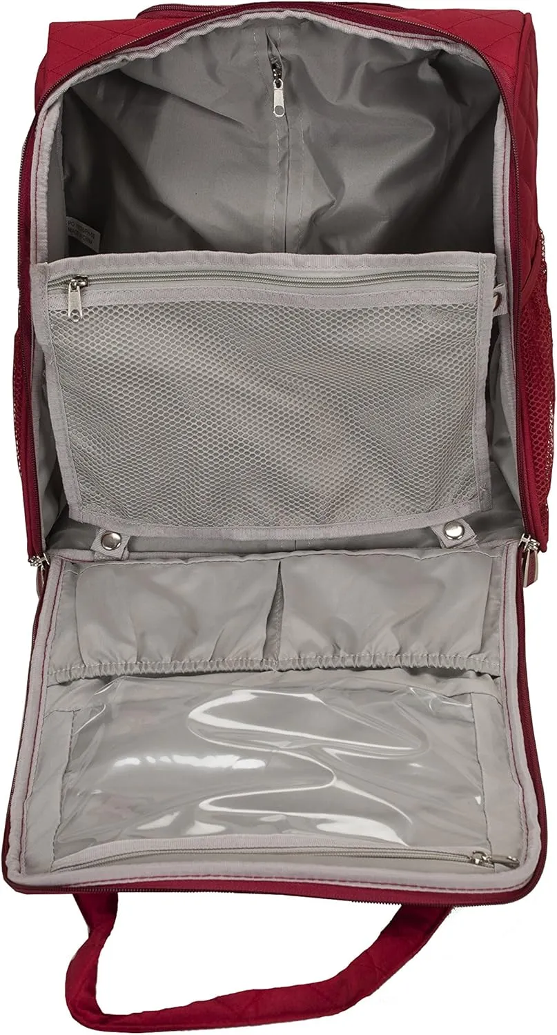 Rockland Melrose Upright Wheeled Underseater Luggage, Red, Carry-On 15-Inch