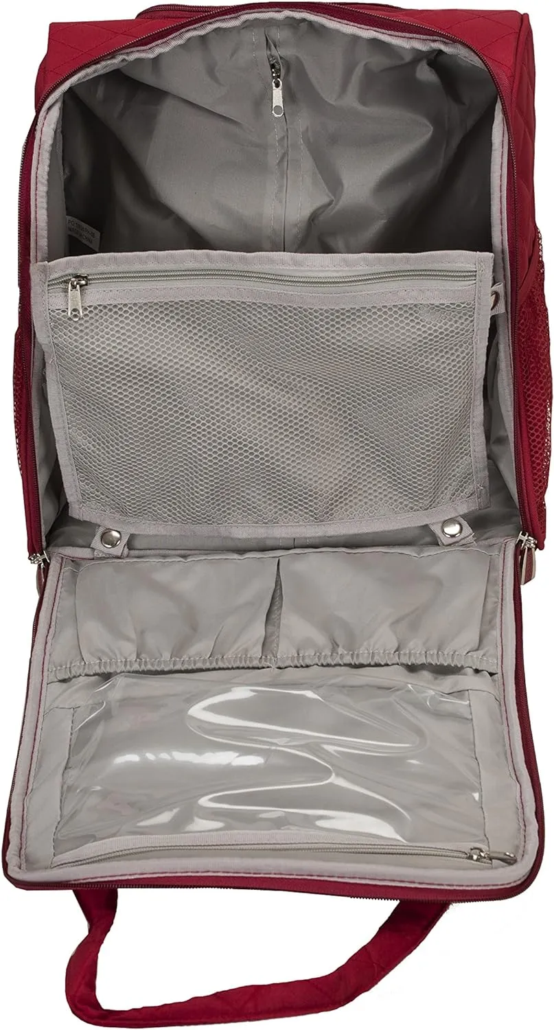 Rockland Melrose Upright Wheeled Underseater Luggage, Red, Carry-On 15-Inch