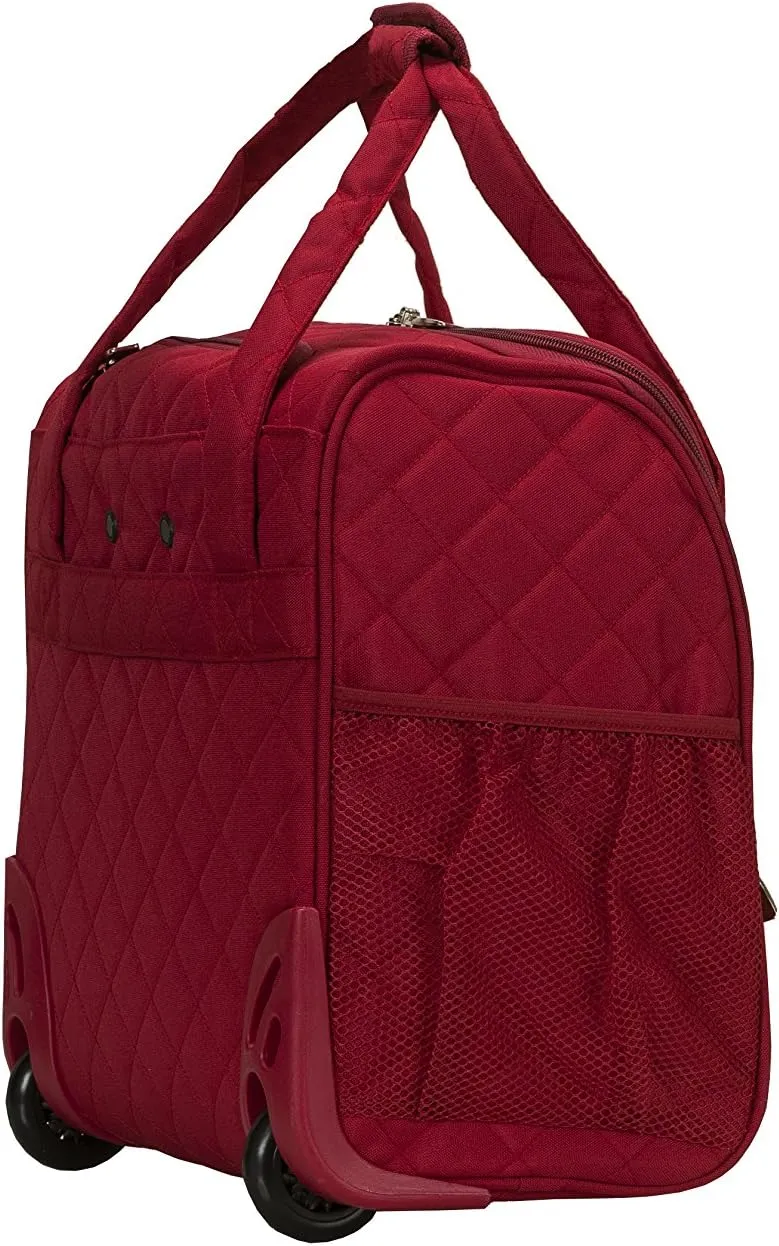 Rockland Melrose Upright Wheeled Underseater Luggage, Red, Carry-On 15-Inch