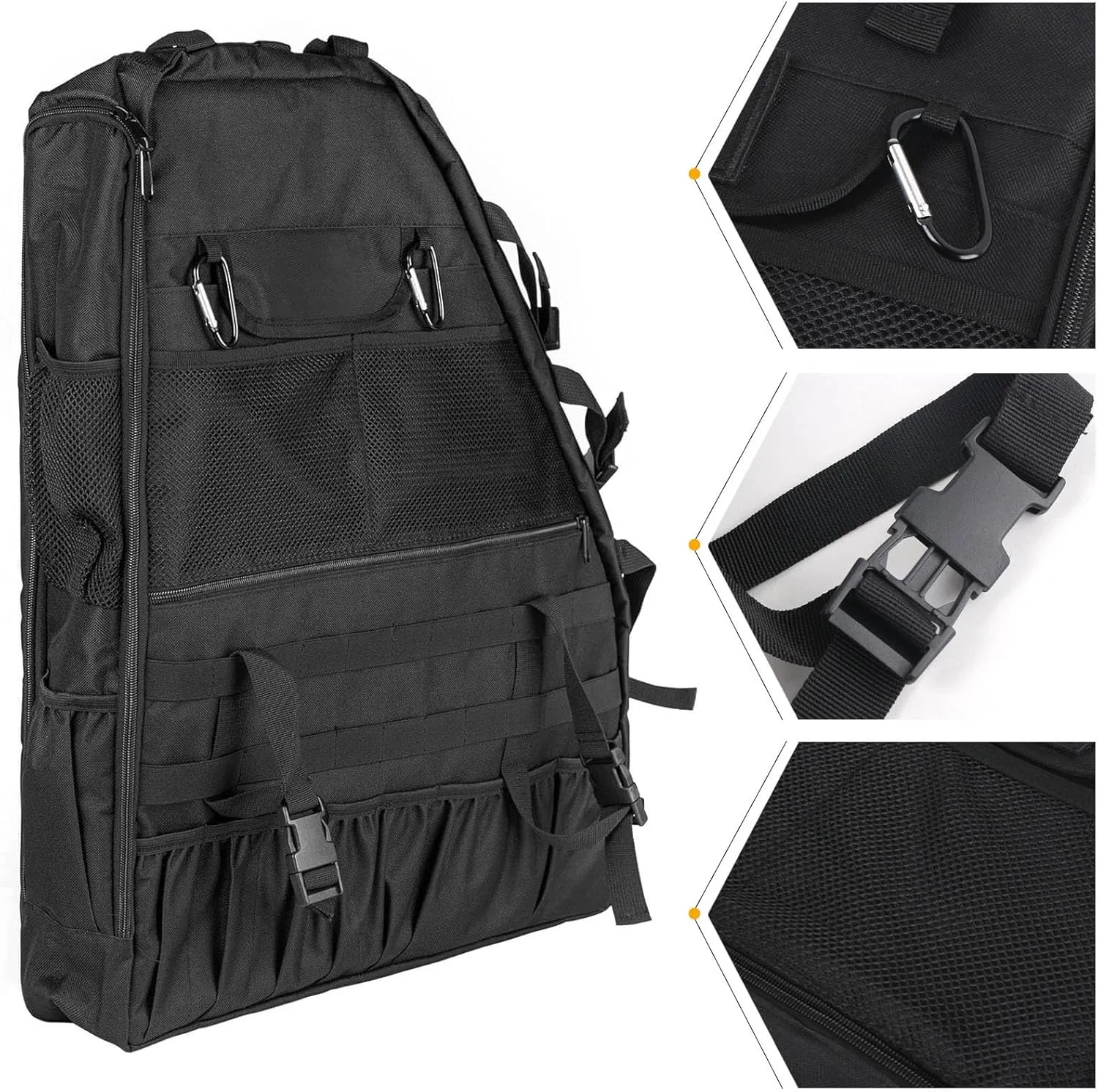Roll Bar Storage Bag Multi-pocket Rear Cargo Organizers Saddlebag Compatible with 2007-2024 Jeep Wrangler JK JL 4-DOOR(NOT FOR 2-DOOR MODELS)