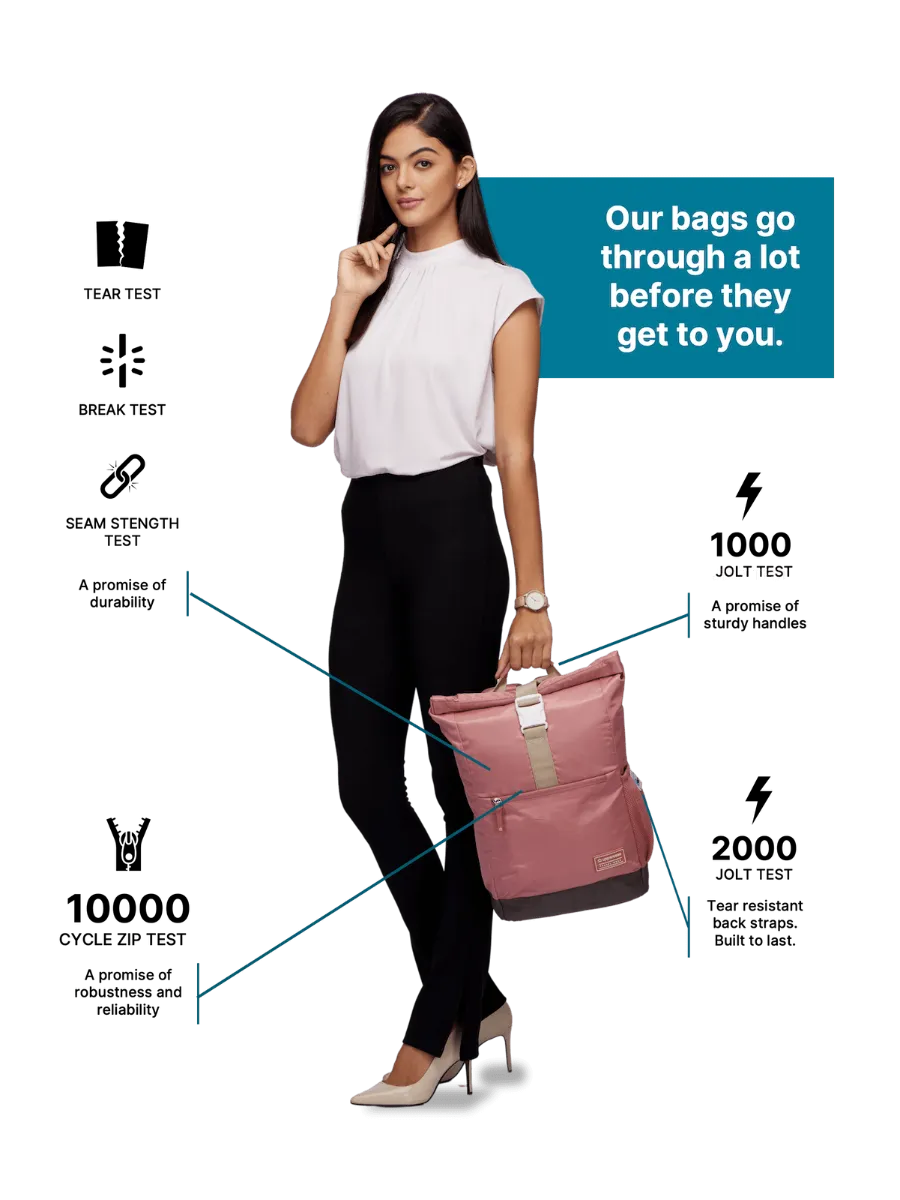 Roll Top Pink Backpack