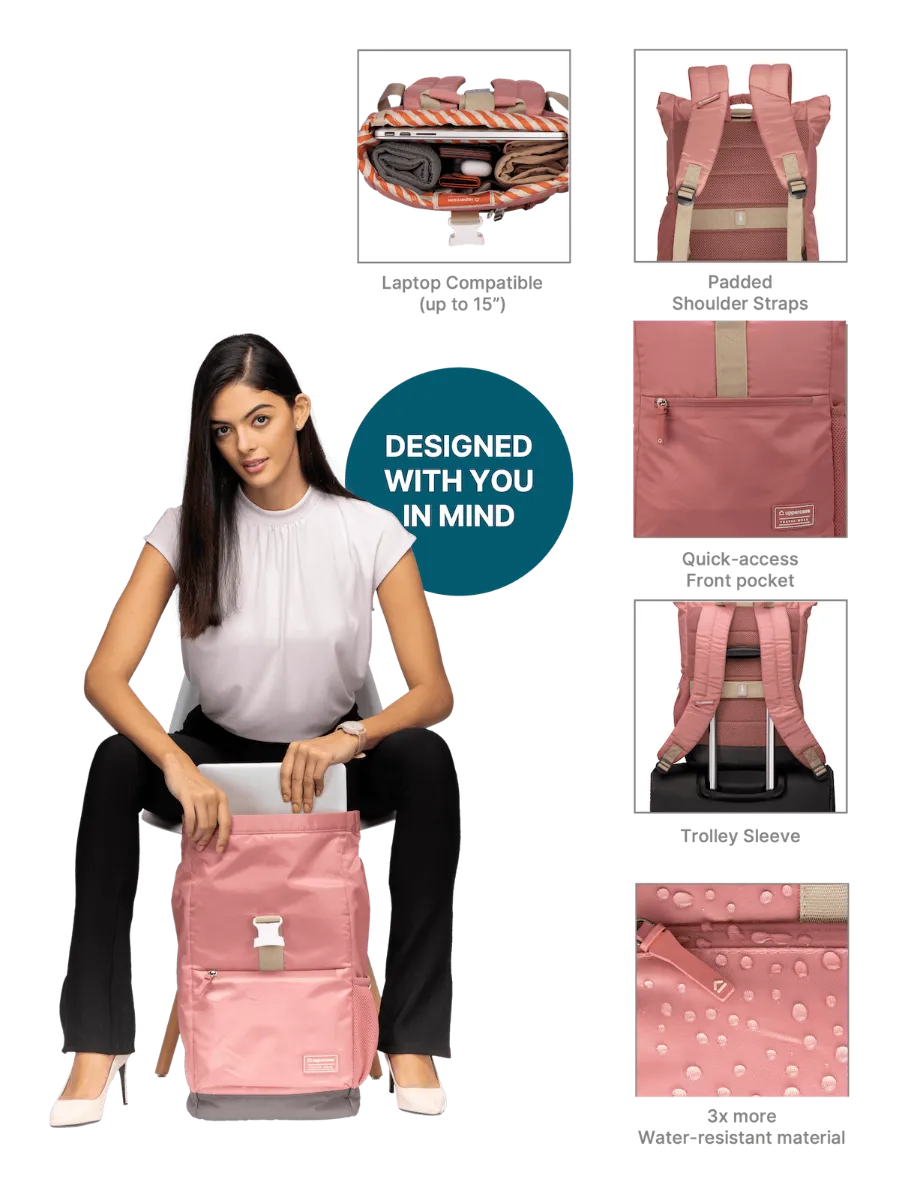 Roll Top Pink Backpack
