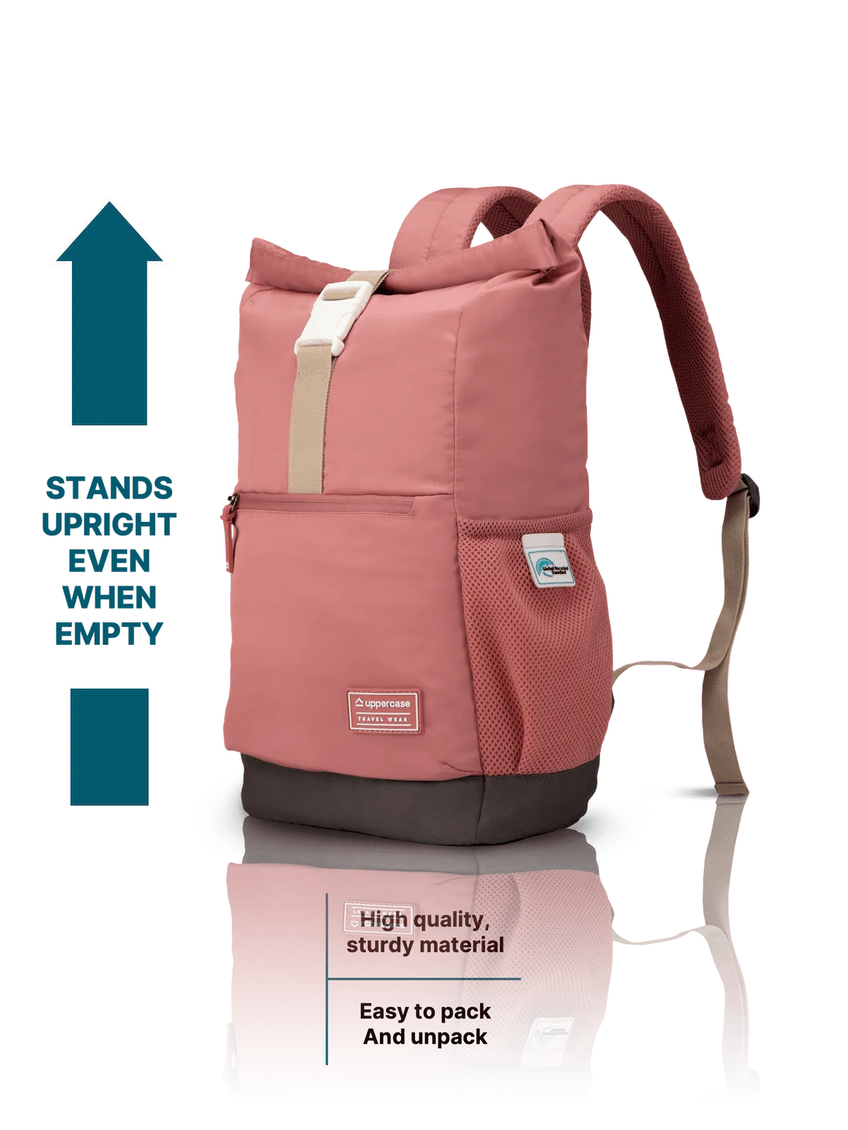 Roll Top Pink Backpack