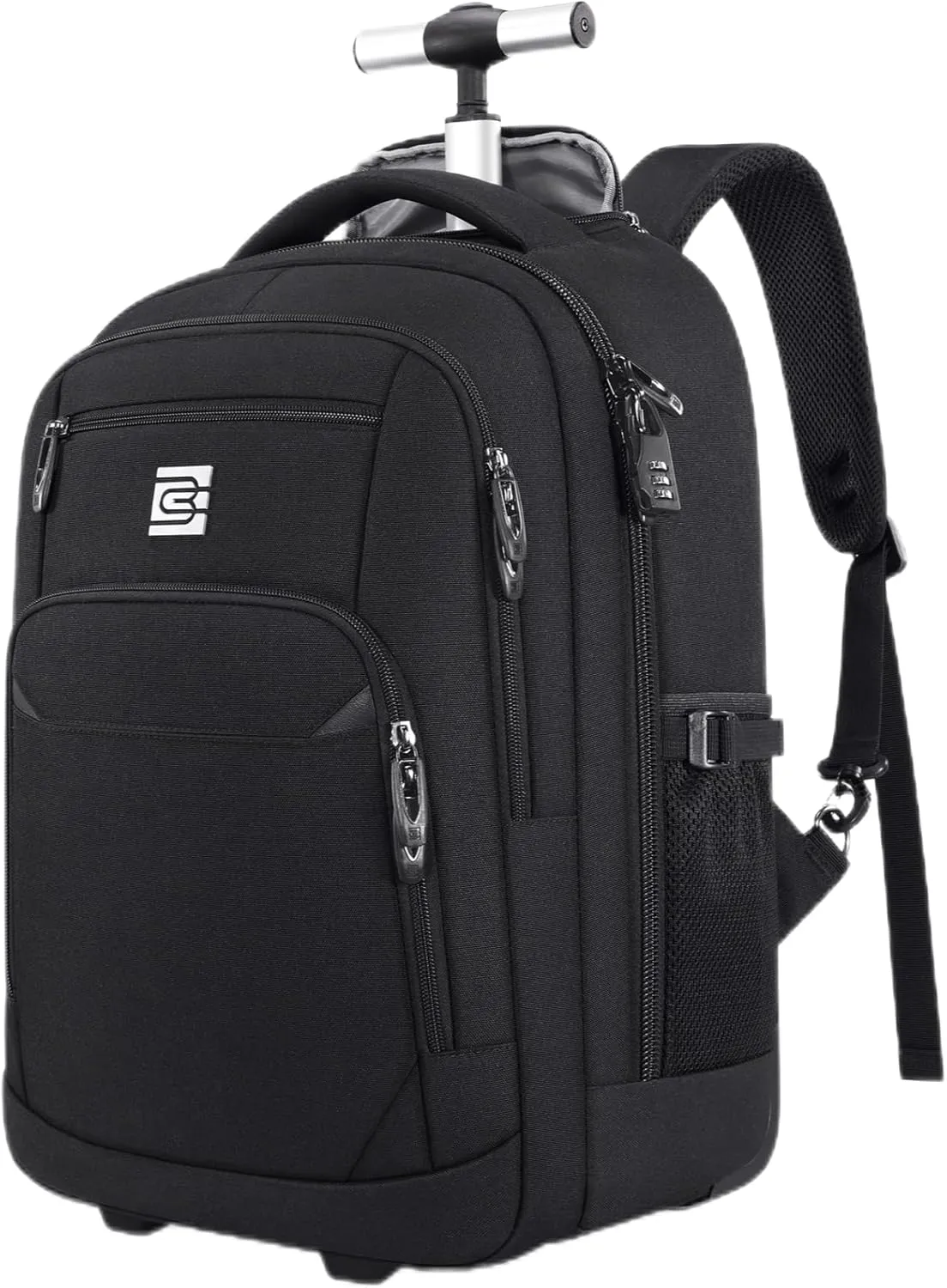 Rolling Backpack, Travel Backpack with Wheels for Men Women, 20inch Wheeled Underseat Bag Carry on Luggage Trolley Suitcase for Business College