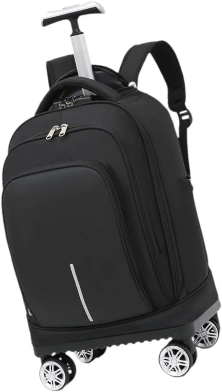 Rolling Backpack Wheeled Laptop Backpack 18inch Suitcase Bag Computer Backpack for Travel Laptop Business Overnight Men Women