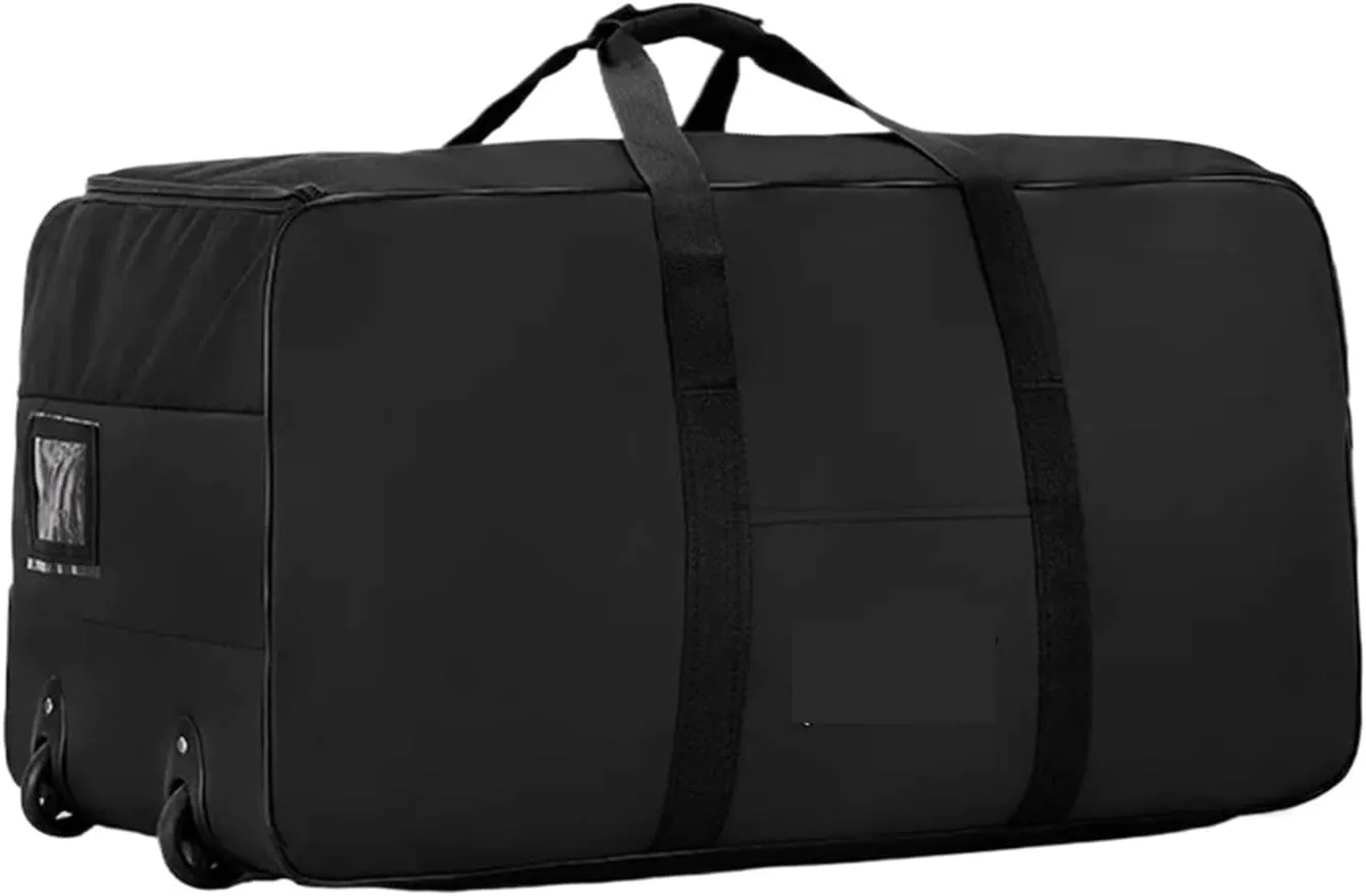 Rolling Duffel Bag with Wheels Foldable Wheeled Travel Bag Universal Luggage Bags with Wheels Large Capacity Storage Bag Waterproof Carry On Luggage Handbag(Black)