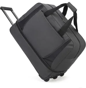 Rolling Duffle Bag, Wheeled Duffle Bag Large Capacity Foldable Travel Luggage with Telescopic Handle, Waterproof Overnight Bag for Travel, Gym, Yoga(Gray,Medium)