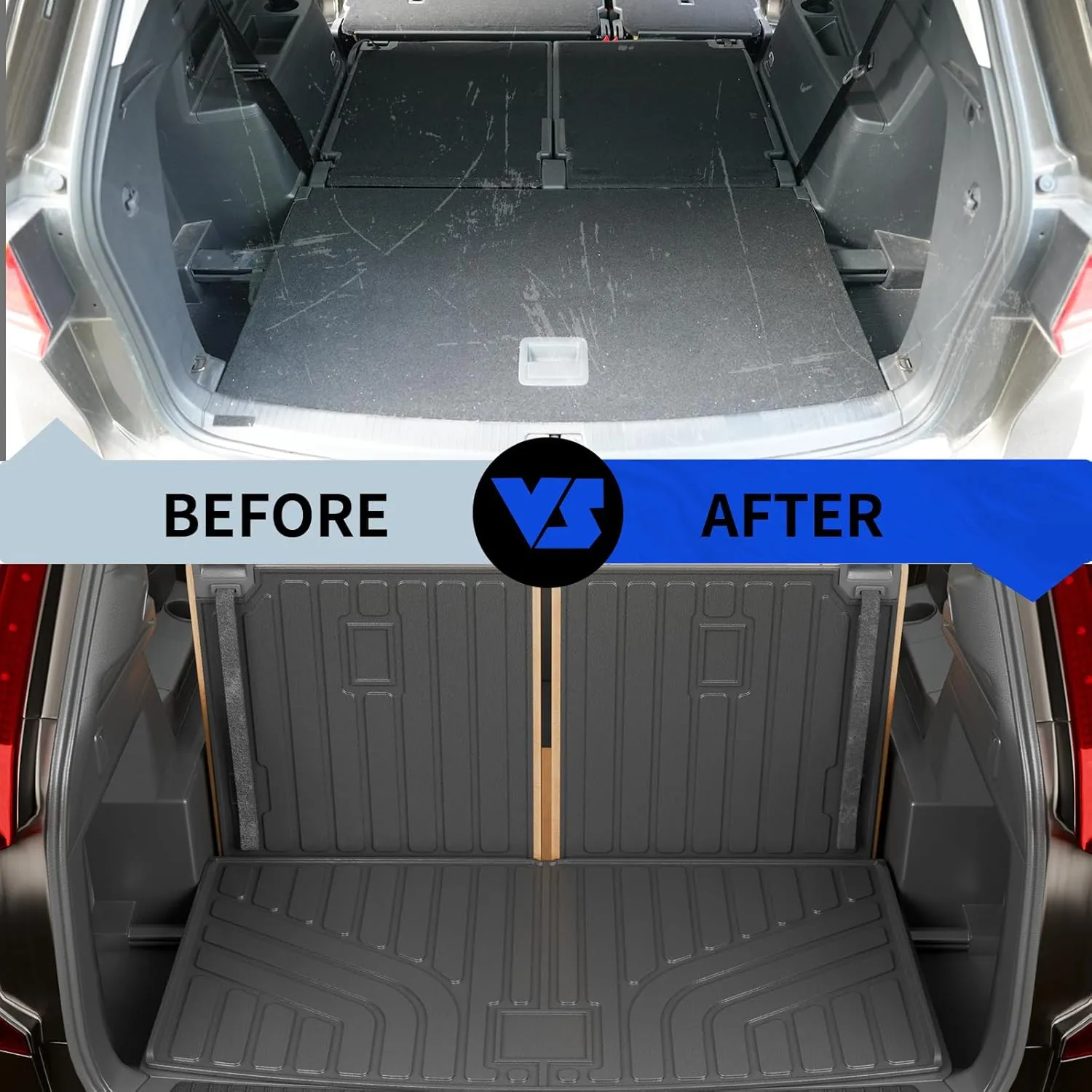 Rongtaod Floor Mats Compatible with 2018-2025 Volkswagen Atlas (NOT for Cross Sport) Trunk Mat Cargo Liner Back Seat Cover 2024 VW Atlas Accessories (Trunk Mat with Backrest Mat Floor Mats)