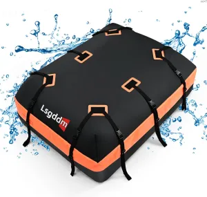 Roof Bag, Waterproof Soft Car Top Carrier Without Rack, 21 Cubic Feet Cargo Carrier for Top of All Vehicles with/Without Rack, Includes Anti-Slip Mat, 6 Door Hooks, Luggage Lock, Storage Bag