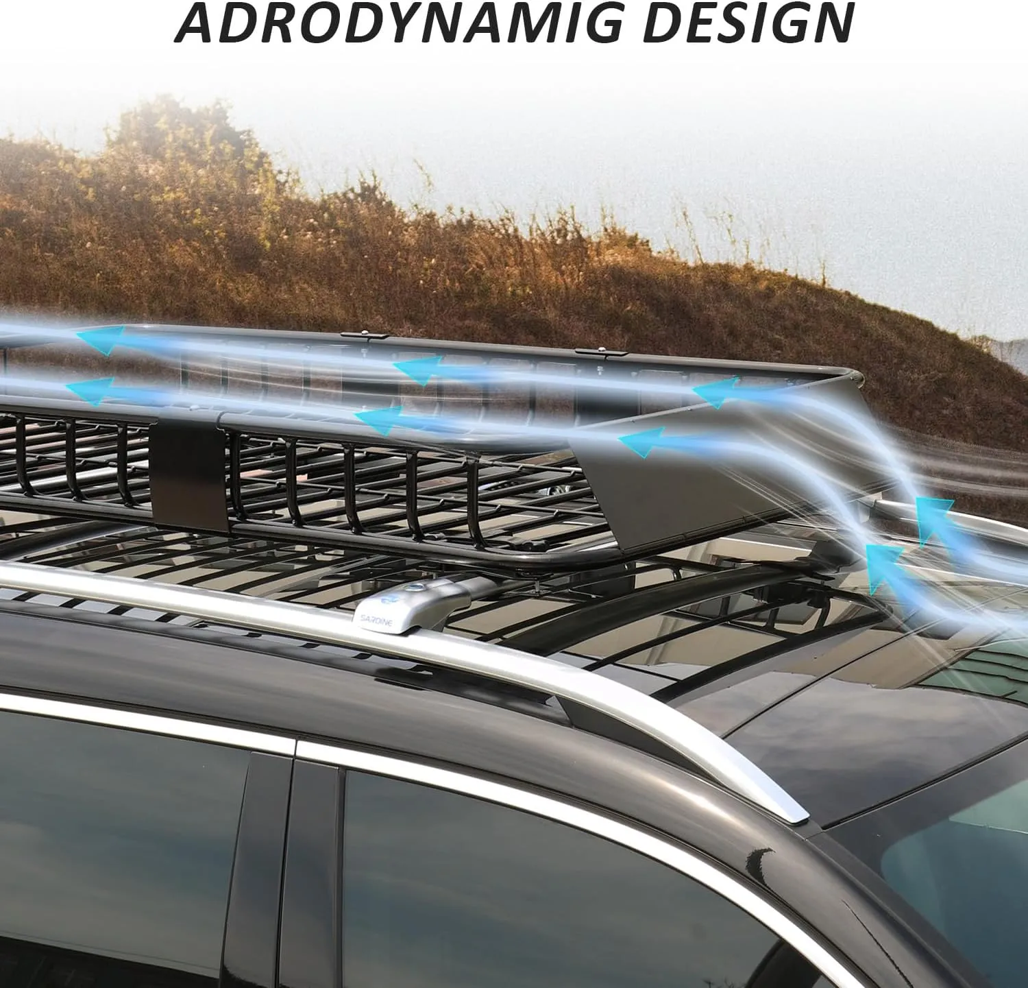 Roof Rack Carrier Basket, 64" x 39" Rooftop Cargo Carrier with 250 lbs Capacity, Rust-Proof Steel Heavy Duty Car Top Luggage Basket with Waterproof Cargo Bag,Net for SUV Truck Cars