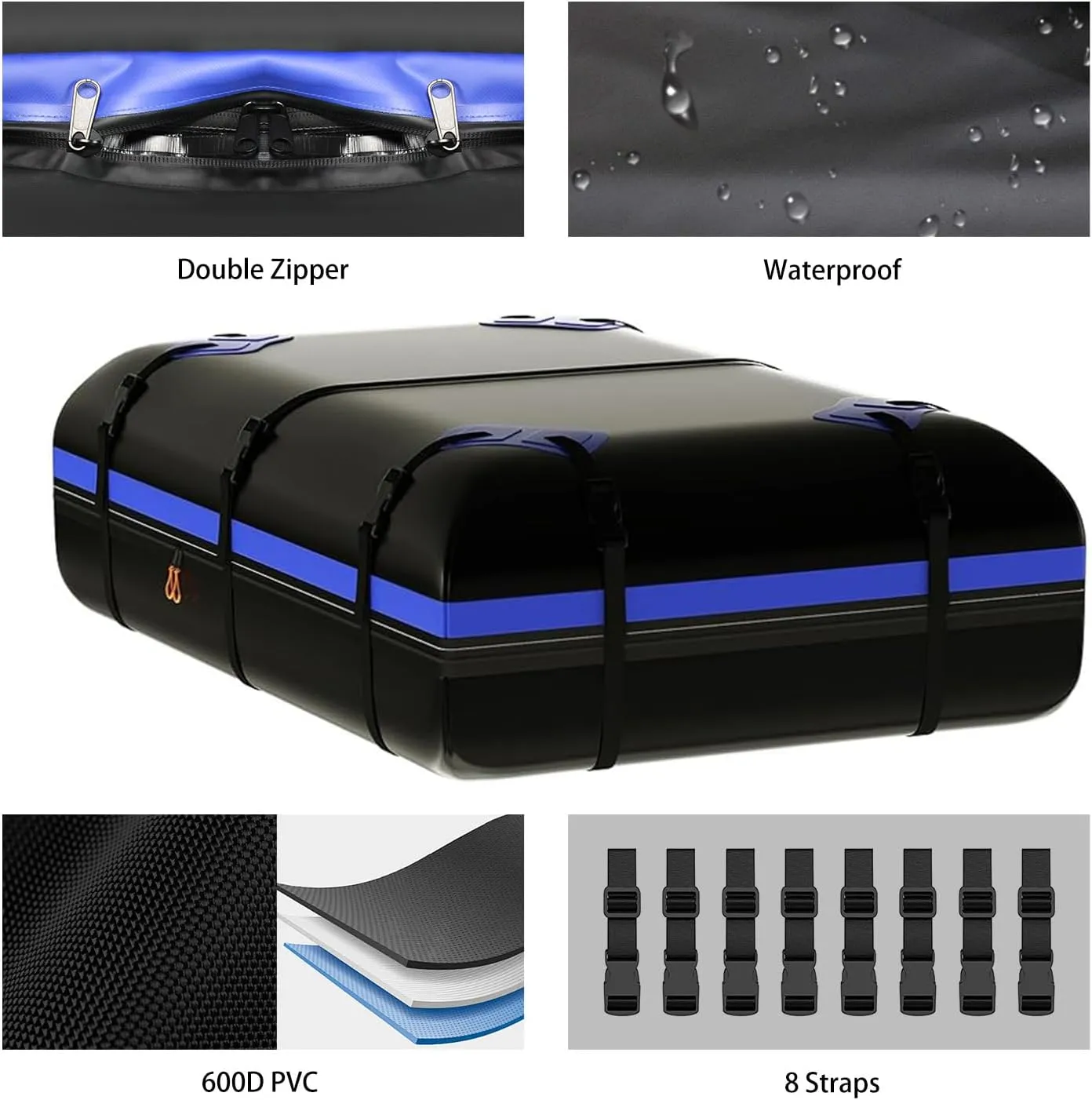 Roof Rack Carrier Basket, 64" x 39" Rooftop Cargo Carrier with 250 lbs Capacity, Rust-Proof Steel Heavy Duty Car Top Luggage Basket with Waterproof Cargo Bag,Net for SUV Truck Cars