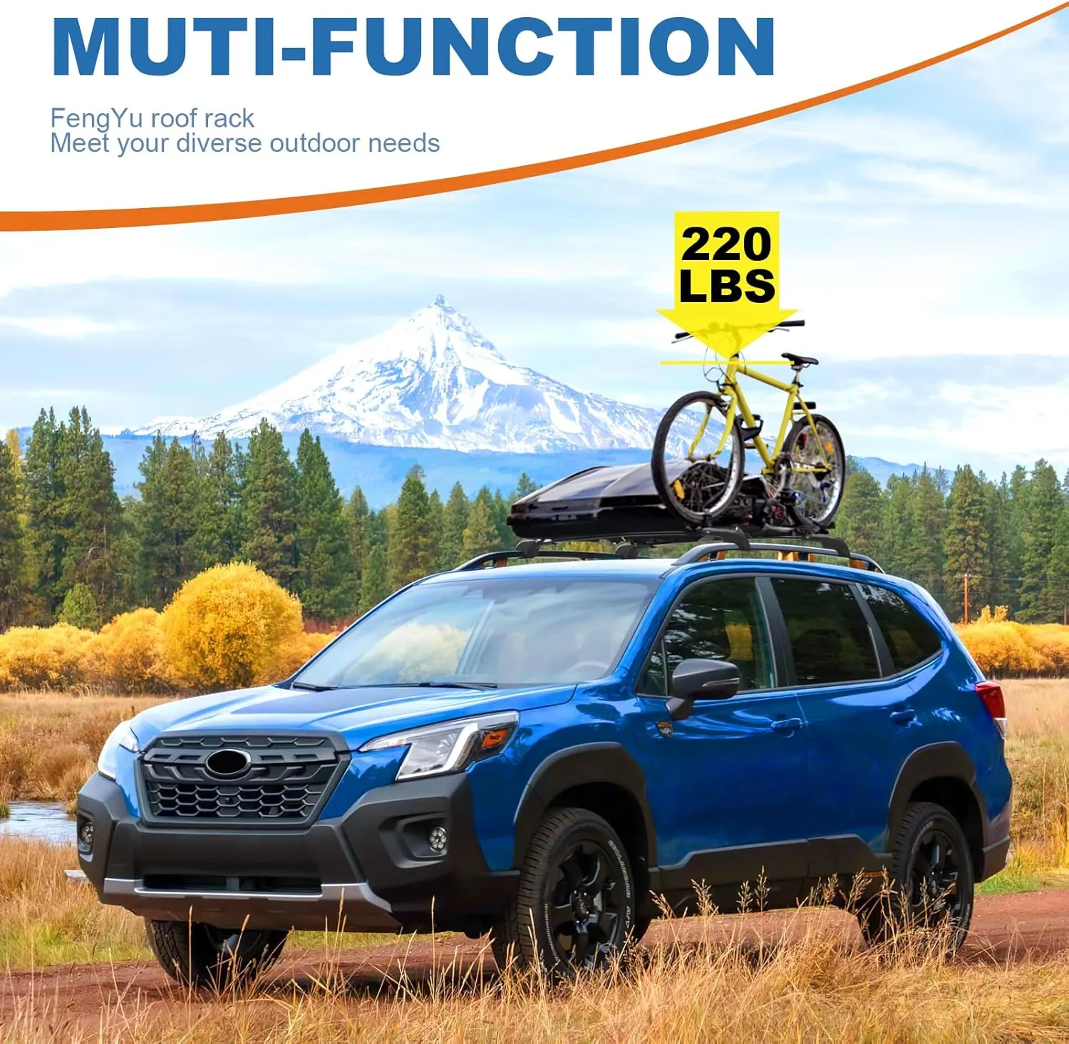 Roof Rack Cross Bars 220lb Compatible with Subaru Forester Wilderness 2022 2023 2024, Heavy Duty Lockable Aluminum Roof Rails Crossbars Cargo Bars Canoe Rooftop Black Carrier Luggage