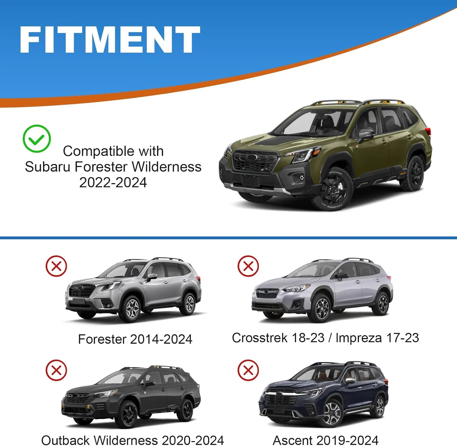 Roof Rack Cross Bars 220lb Compatible with Subaru Forester Wilderness 2022 2023 2024, Heavy Duty Lockable Aluminum Roof Rails Crossbars Cargo Bars Canoe Rooftop Black Carrier Luggage