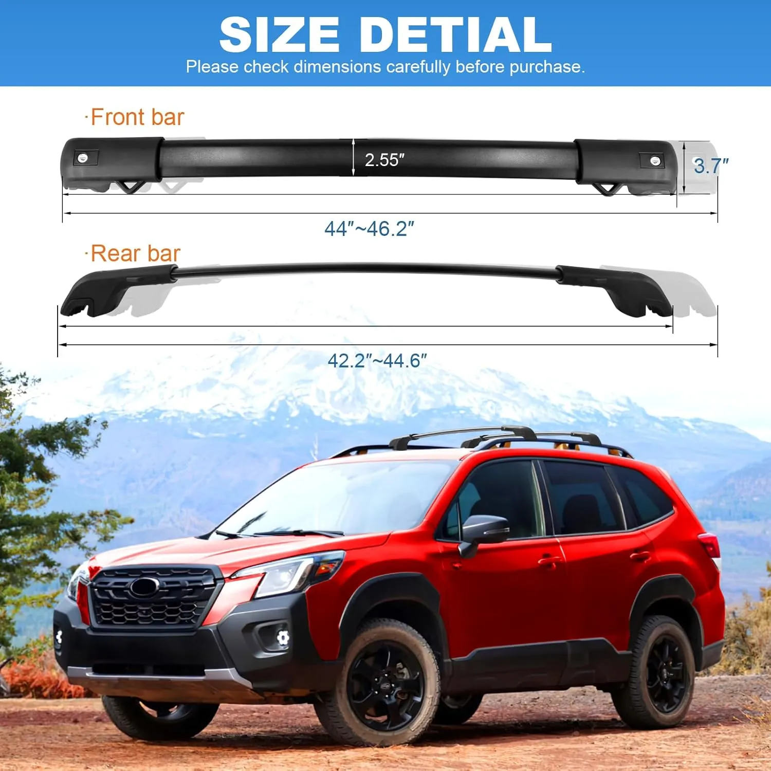 Roof Rack Cross Bars 220lb Compatible with Subaru Forester Wilderness 2022 2023 2024, Heavy Duty Lockable Aluminum Roof Rails Crossbars Cargo Bars Canoe Rooftop Black Carrier Luggage