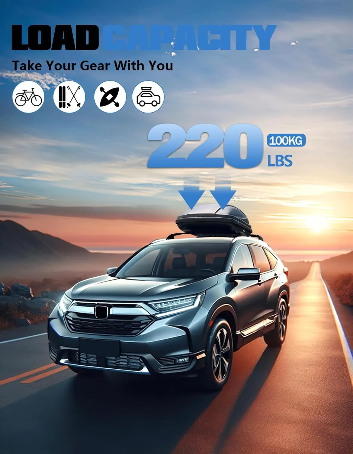 Roof Rack Cross Bars 220lbs Compatible with Honda CRV CR-V 2017-2022 with Flush Side Rails, Aluminum Heavy Duty Roof Rails Crossbars Rooftop Cargo Bars Black Luggage Racks Carrier Accessories