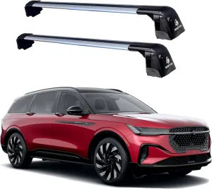 Roof Rack Crossbars - Fit 2024-2025 Lincoln Nautilus Flush Side Rail - Panoramic Sunroof - 220LBs Load- Anti-Theft Lock - Easy Install & Adjusting - Wind Noise Resistance - Silver Coyote