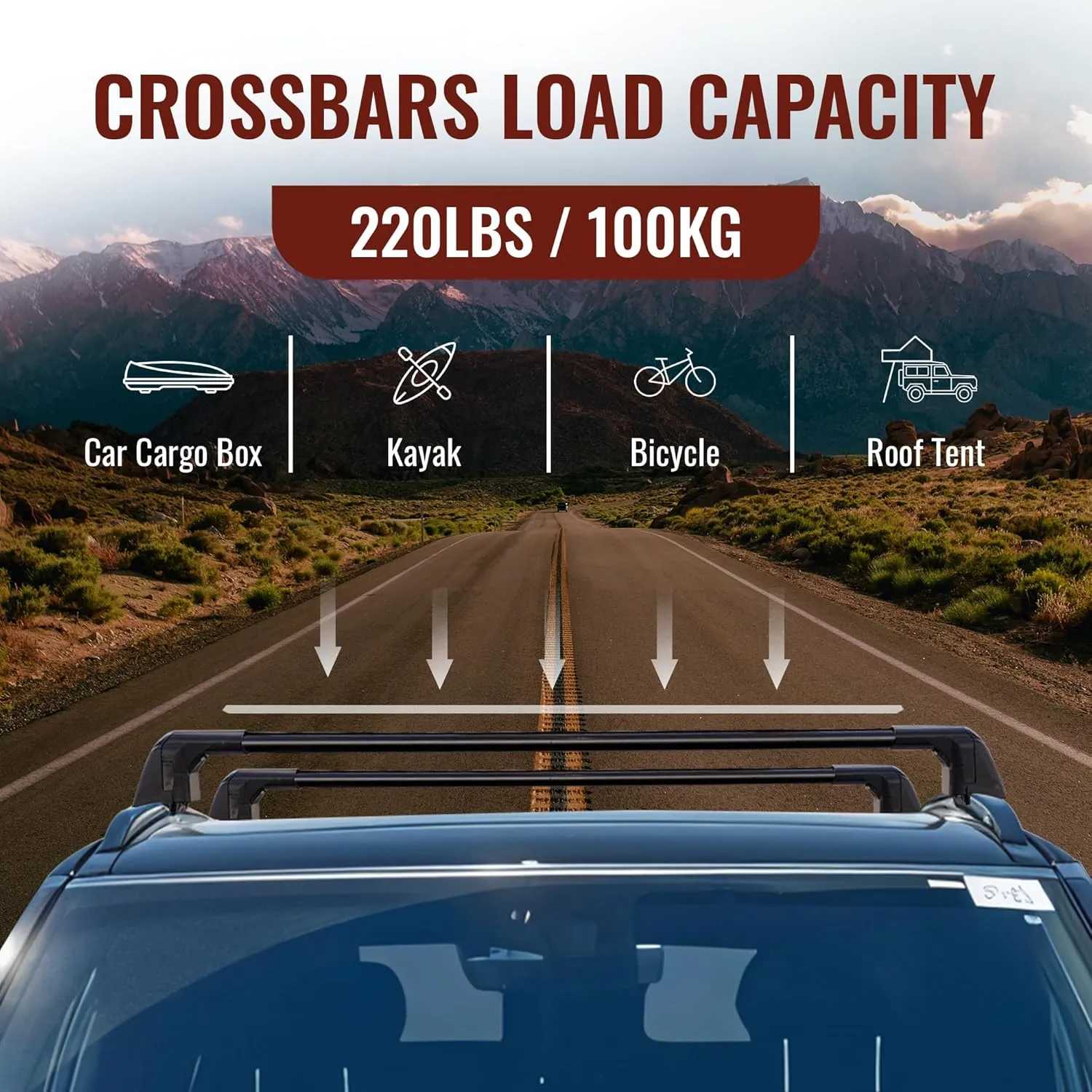 Roof Rack Crossbars - Fit 2024-2025 Lincoln Nautilus Flush Side Rail - Panoramic Sunroof - 220LBs Load- Anti-Theft Lock - Easy Install & Adjusting - Wind Noise Resistance - Silver Coyote