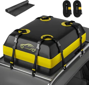 Rooftop Car Cargo Carrier Bag 15 Cubic Feet, Waterproof Car Rooftop Bag with Anti-Slip Mat and 6 Door Hooks, Suitable for All Vehicle with/Without Rack