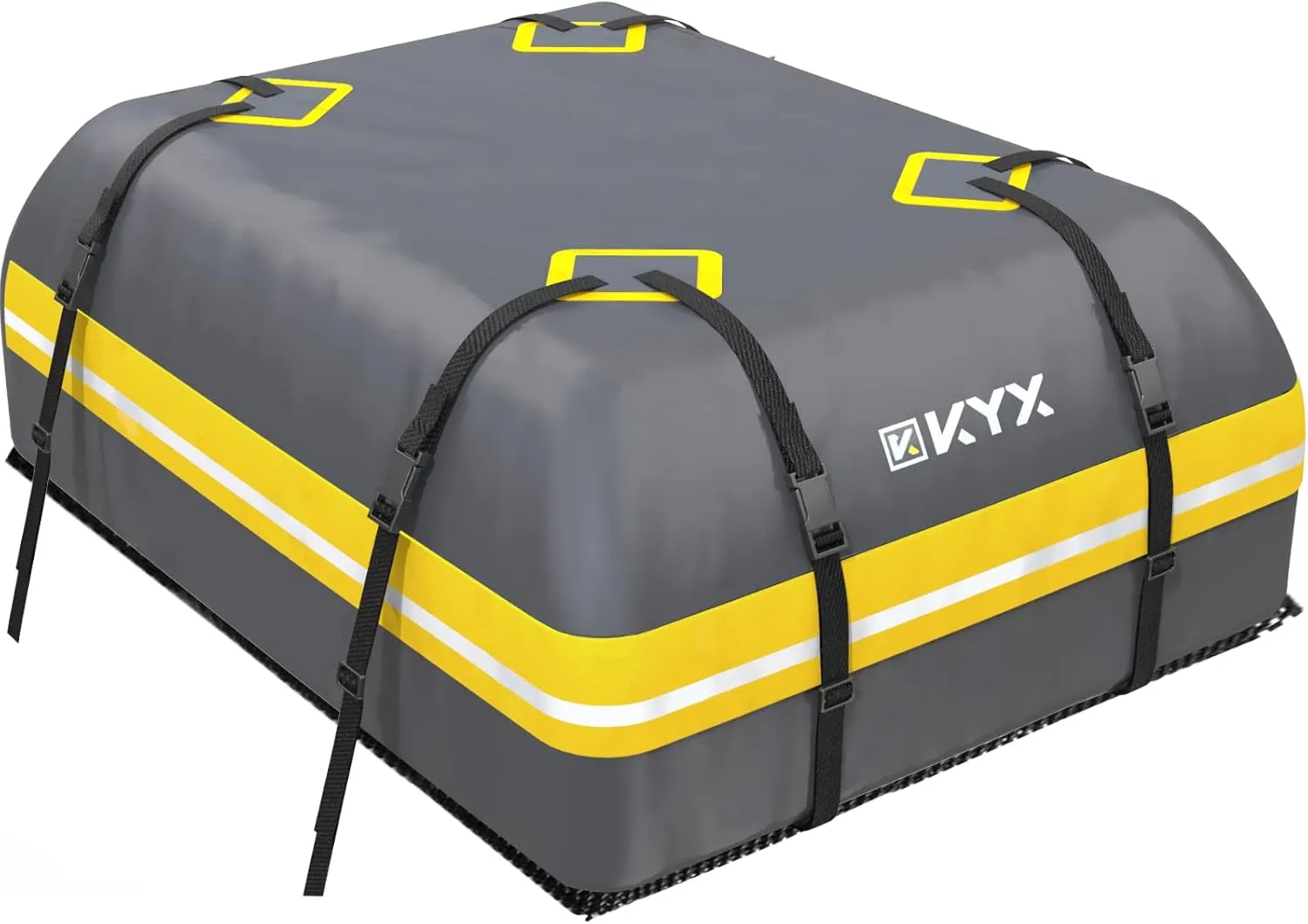 Rooftop Cargo Carrier Bag - KYX 21 Cubic Feet Waterproof Car Roof Bag, Roof Rack Cargo Carrier for All Vehicle with/Without Rack, Car Roof Storage with Anti-Slip Mat, 8 Straps, 4 Door Hooks, Lock
