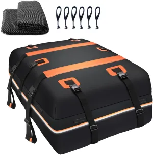 Rooftop Cargo Carrier Bag Waterproof 20 Cubic Car Roof Bag Cargo Carrier All Cars with/Without Rack Includes Anti-Slip Mat 10 Reinforced Straps 6 Door Hooks