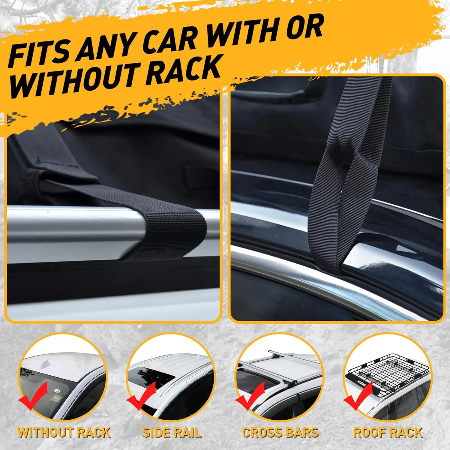 Rooftop Cargo Carrier Bag, WILDROAD 21 Cubic Feet 600D Ultra Anti-Tear Fabric Waterproof Car Roof Bag, Soft-Shell Roof Bag with Storage Bag, Anti-Slip Mat and 6 Door Hooks Fits Car with/Without Racks