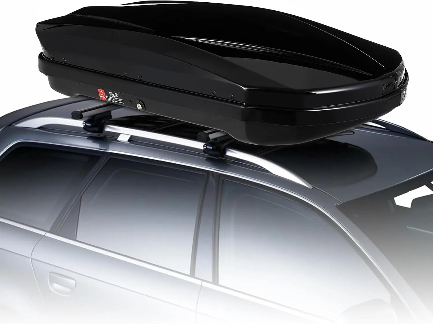 Rooftop Cargo Carrier Hard Shell, 12.4 Cubic Feet Heavy-Duty Roof Cargo Box, Lockable Roof Top Cargo Carrier Box with 2 Reinforced Straps and 2 Keys for Car, Wagon, SUV