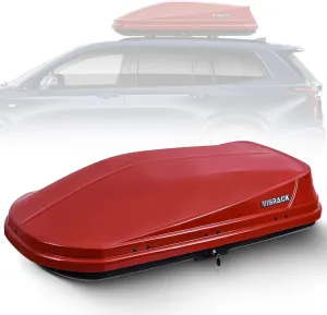 Rooftop Cargo Carrier Hard Shell with Security Keys, Cargo Box, 14 Cubic Feet Roof Rack Cargo Carrier, Rainproof Cargo Carrier for Top of Vehicle(Tool-Free Install), RED