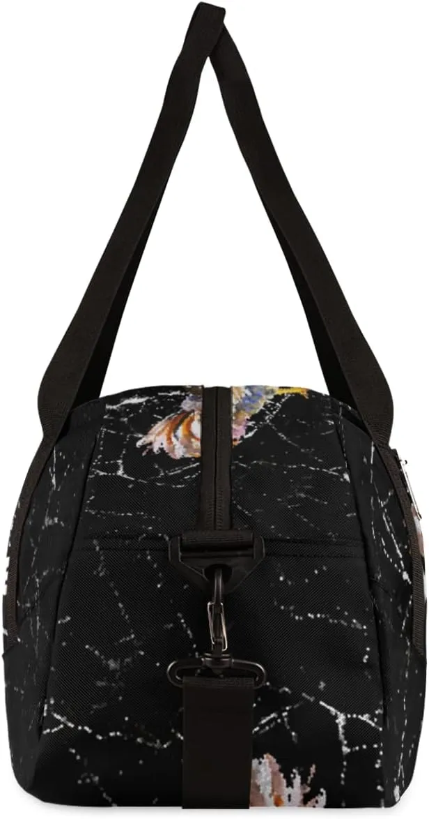 Rooster Marble Design Personalized Kids Duffel Bag for Boys, Rooster Debris Custom Name Overnight Small Duffel Bag Carry On Weekend Sports Travel Bag for School Practice Gymnastics Ballet