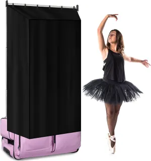 RunNico Three Sides Privacy Curtain for Dance Bag, Portable Dancer Changing Curtain with Storage Bag, Backstage Privacy Changing Room for Training Competition Accessories Outdoor Camping (Black)