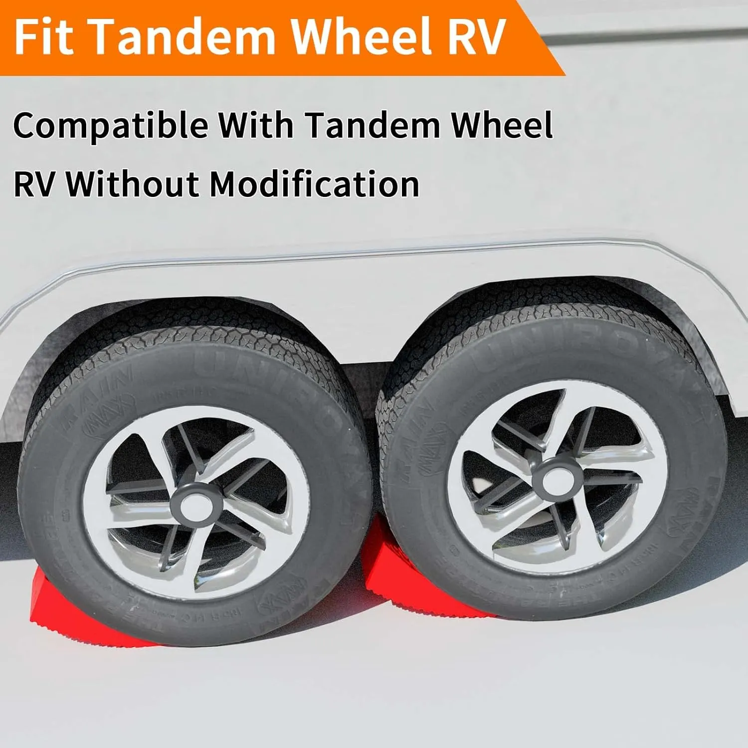 RV Leveling Blocks, Camper Leveler System 2 Packs for Dual Axle Tandem Wheel Travel Trailer, Include 2 Curved Leveler Ramp, 2 Chock, 2 Rubber Mat, 1 T Bubble Level, 1 Carry Bag