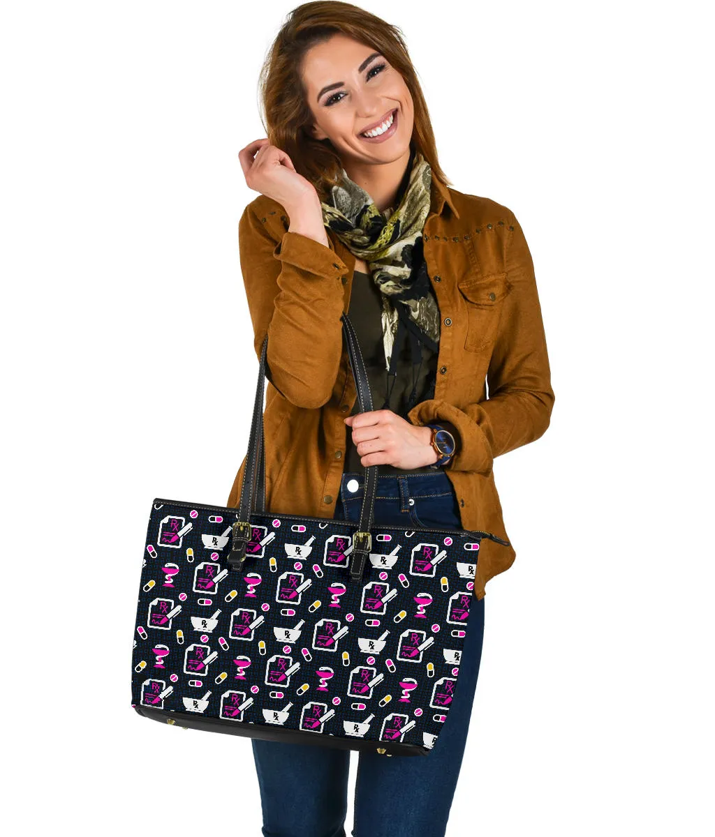 Rx Prescription Large PU Faux Leather Tote Bag