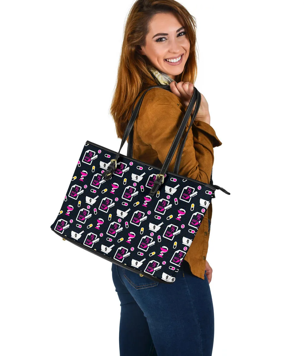 Rx Prescription Large PU Faux Leather Tote Bag