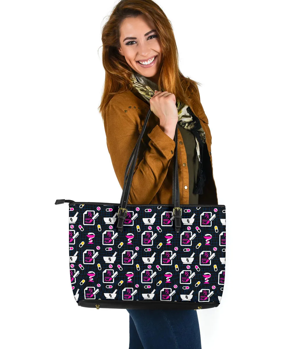 Rx Prescription Large PU Faux Leather Tote Bag