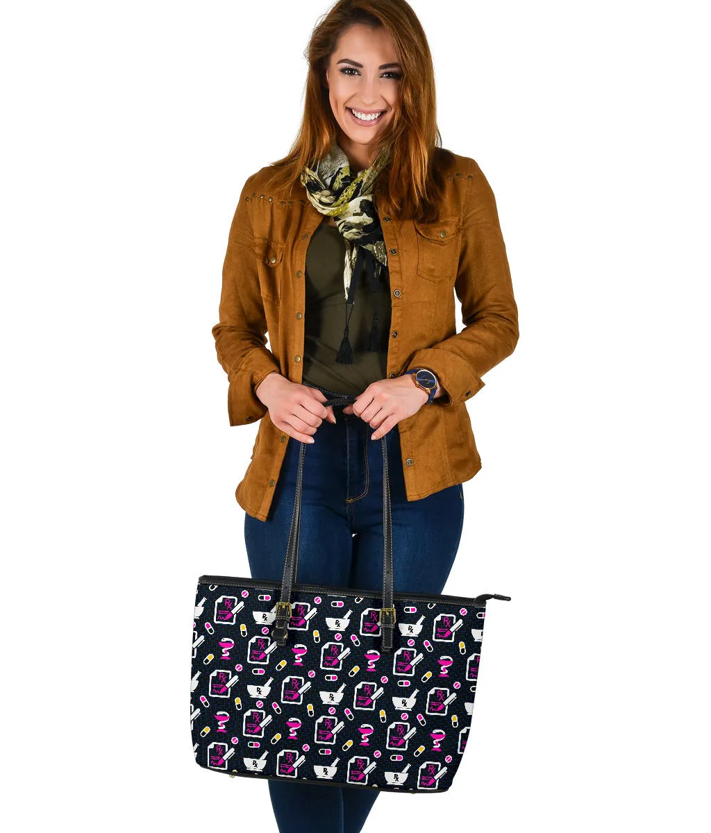 Rx Prescription Large PU Faux Leather Tote Bag