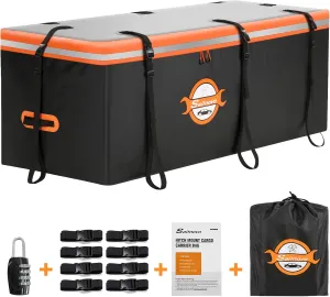 Sailnovo Hitch Cargo Carrier Bag 20 Cubic Feet Waterproof Cargo Bag for Hitch Carrier, PVC Hitch Cargo Bag with 8 Reinforced Straps & Combination Lock & Storage Bag