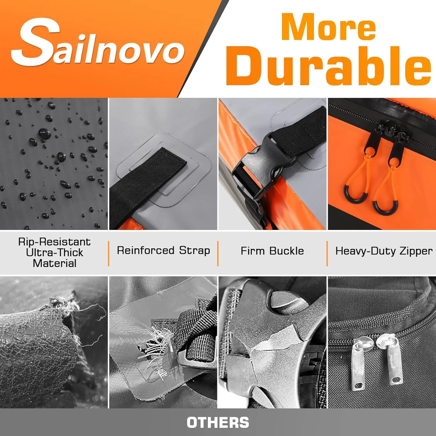 Sailnovo Rooftop Cargo Carrier 20 Cubic, Waterproof Car Roof Bag Soft-Shell Carriers Top Luggage Storage with Slip Mat, 6 Door Hooks & Heavy-Duty PVC for All Vehicle Roof with/Without Rack Cross Bar