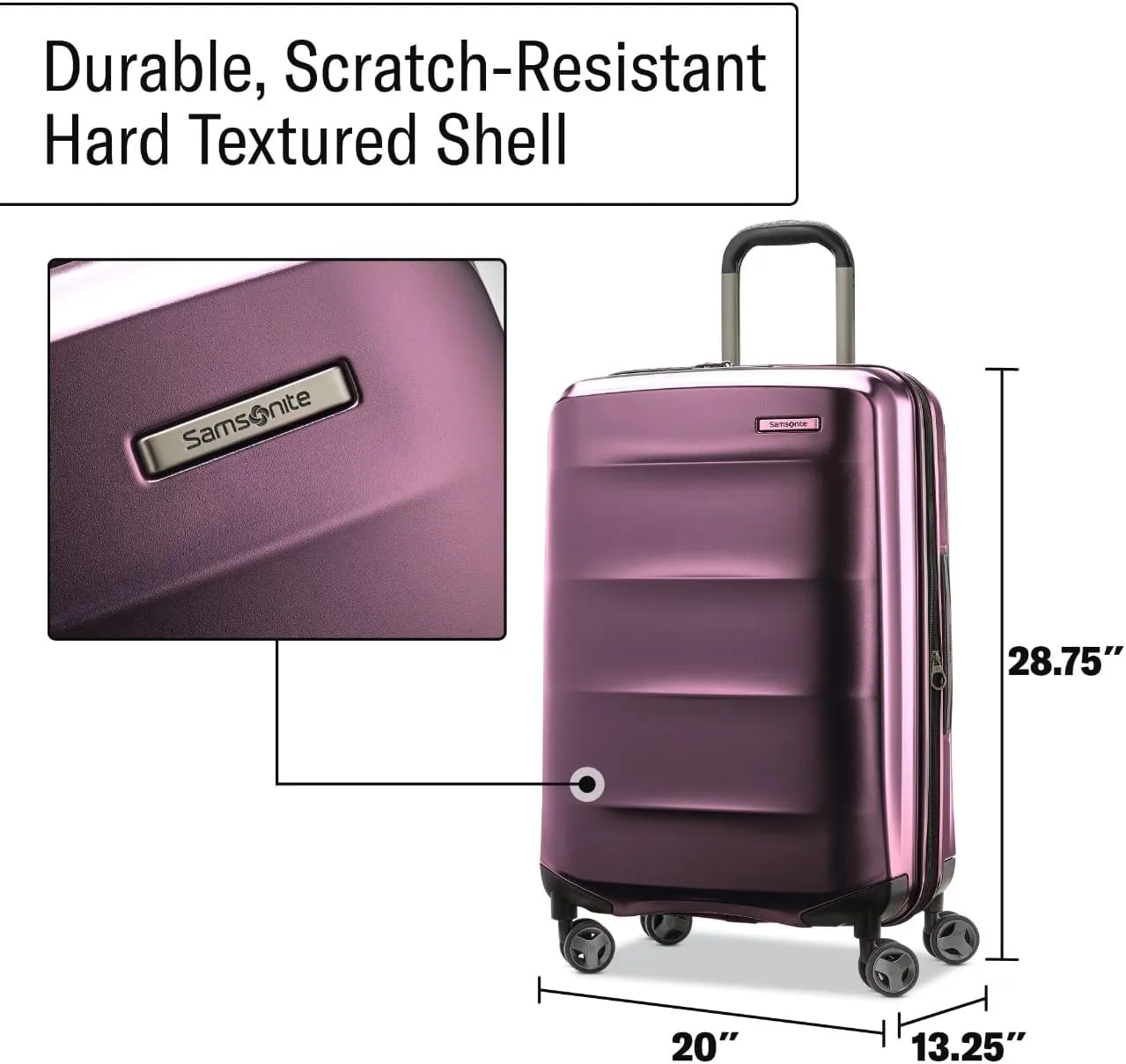 Samsonite Octiv Lightweight Hardshell 28-Inch Large Checked Luggage - Durable & Impact Resistant, 360° Aero Trac Spinner Wheels, Adjustable Telescopic Handle, Expandable, TSA Approved Lock - Purple