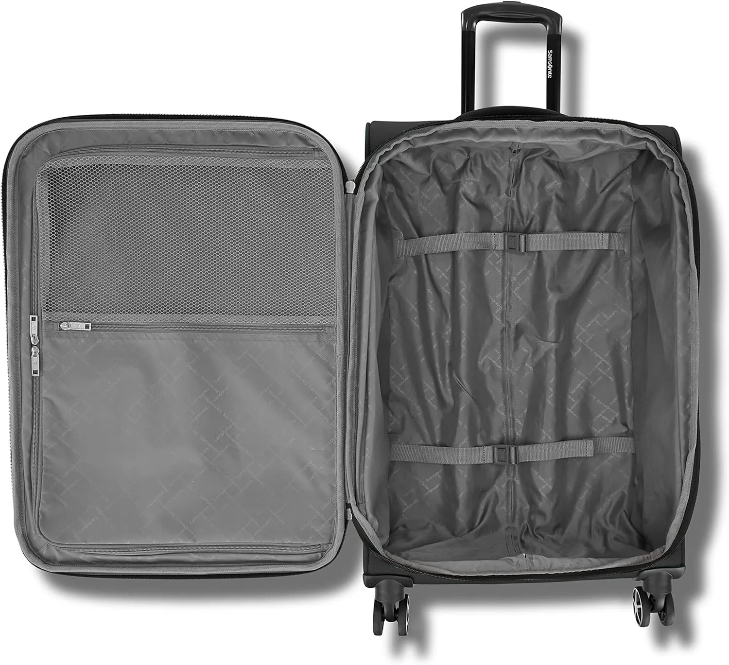 Samsonite Saire LTE Softside Expandable Luggage with Spinner Wheels, Black, 3-Piece Set (Carry On/Medium/Large)