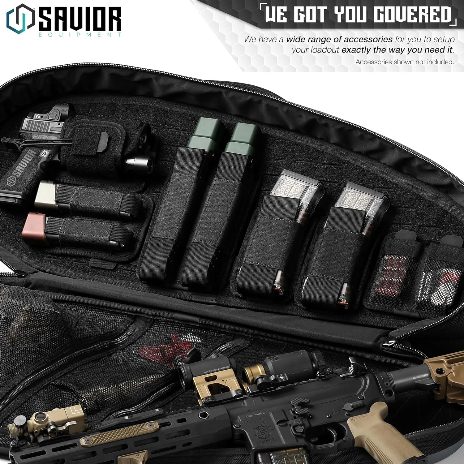 Savior Equipment Tactical Pistol Holder Revolver Holster Universal Carrier to Fit Most Handguns with Mounted Light/Laser/Sight/Optics, Paracord Retention Strap, Hook-Backed Panel