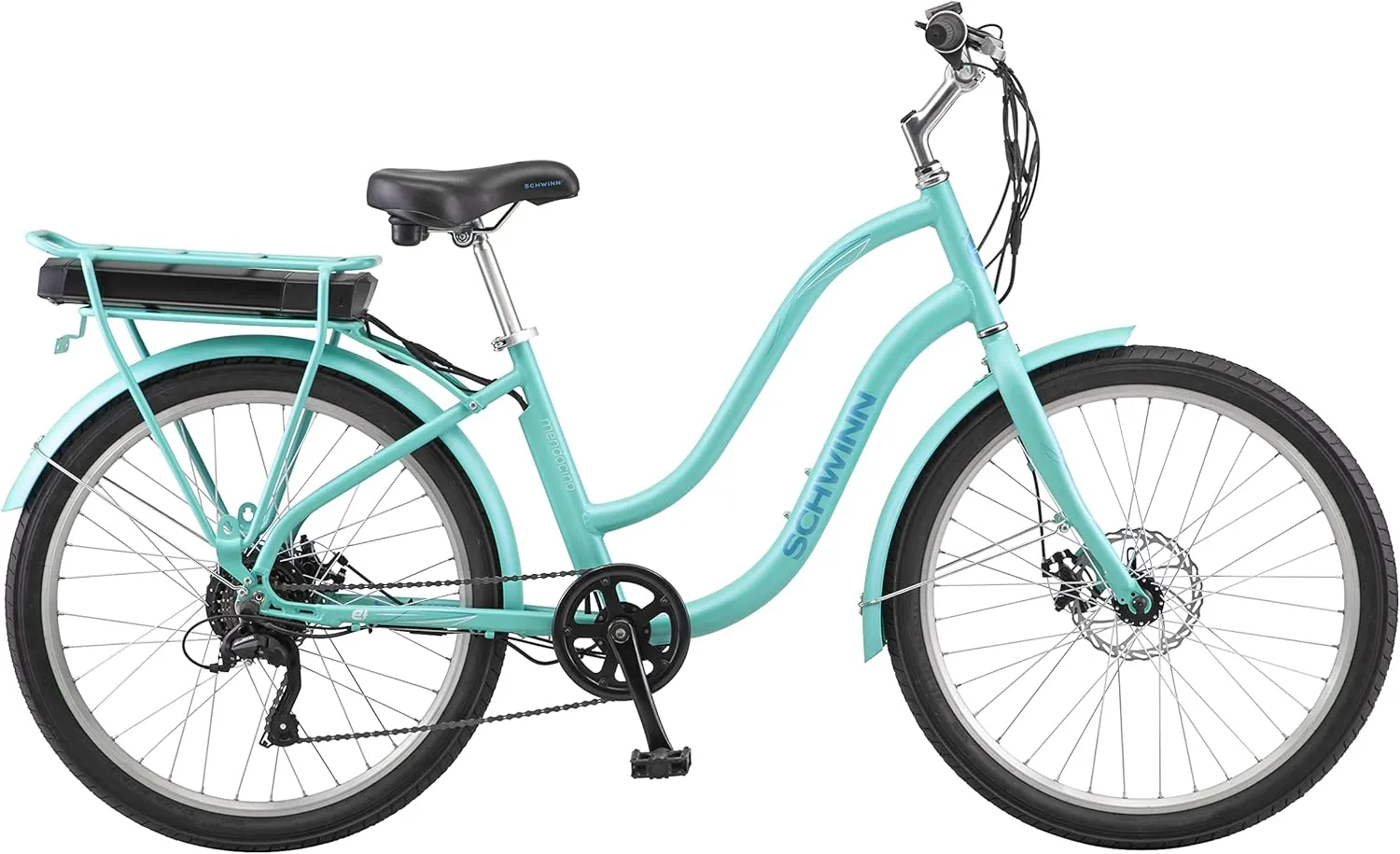 Schwinn Mendocino Electric Cruiser Bike for Adults, 20 MPH Commuting eBike, Ride Up to 45 Miles on Single Charge, 26-Inch Wheels, 6-Speed, Pedal Assist, Throttle Option, Aluminum Frame