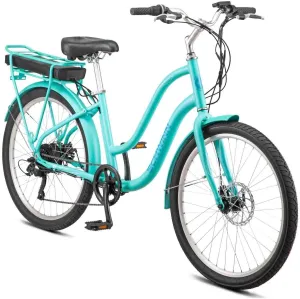 Schwinn Mendocino Electric Cruiser Bike for Adults, 20 MPH Commuting eBike, Ride Up to 45 Miles on Single Charge, 26-Inch Wheels, 6-Speed, Pedal Assist, Throttle Option, Aluminum Frame
