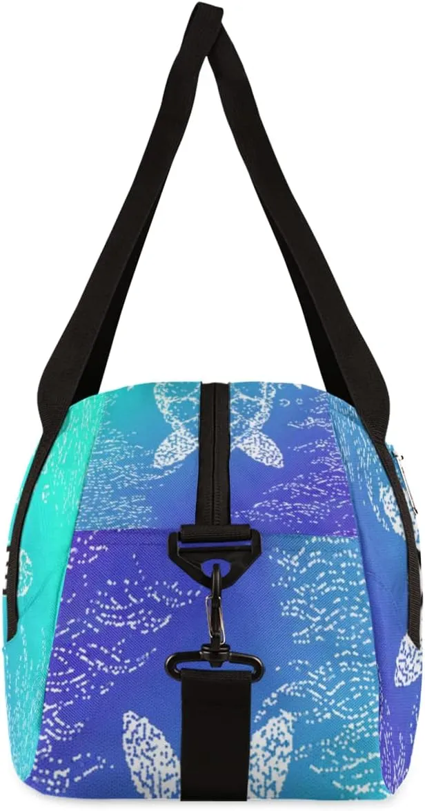 Sea Turtle Personalized Kids Duffel Bag for Girls Boys, Sea Turtle Debris Custom Name Dance Bag Overnight Small Duffel Bag Carry On Weekend Sports Travel Bag for School Practice Gymnastics Ballet