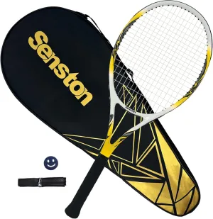 Senston 27-Inch Adult Tennis Rackets 1 Pack - One-Piece Lightweight Design with Vibration Dampener, Overgrip & Carry Bag