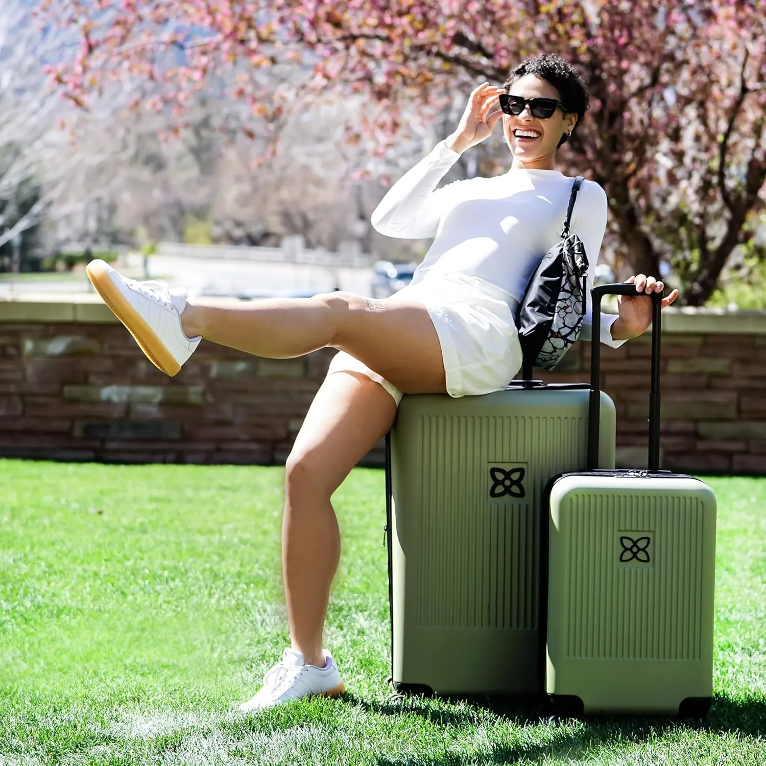 Sherpani Meridian, 29 Inch Travel Hardside Luggage, Durable Hardshell Luggage, Expandable Suitcase with 4 Double Spinner Wheels, Checked Luggage for Women (Sage)