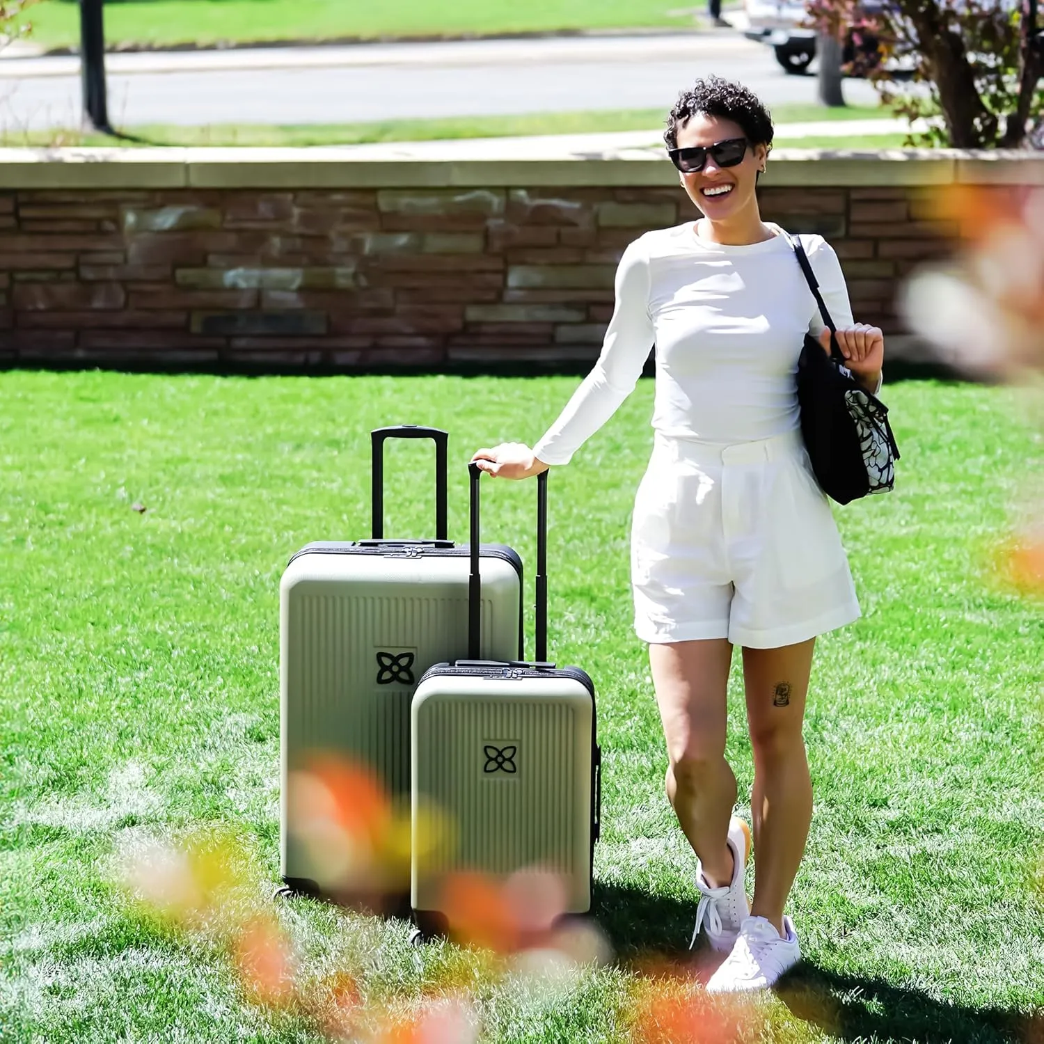 Sherpani Meridian, 29 Inch Travel Hardside Luggage, Durable Hardshell Luggage, Expandable Suitcase with 4 Double Spinner Wheels, Checked Luggage for Women (Sage)