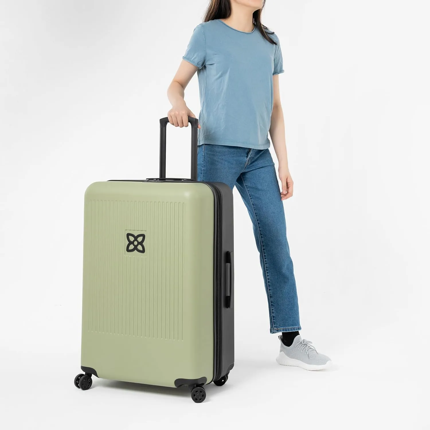 Sherpani Meridian, 29 Inch Travel Hardside Luggage, Durable Hardshell Luggage, Expandable Suitcase with 4 Double Spinner Wheels, Checked Luggage for Women (Sage)